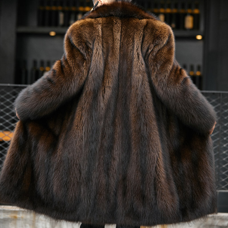 Men's long Mink fur coat, premium business-casual style
