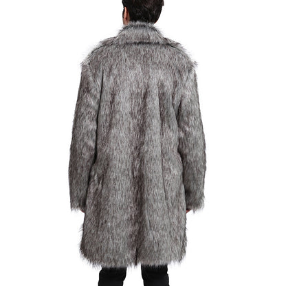 Men's medium-length faux fur jacket, warm premium