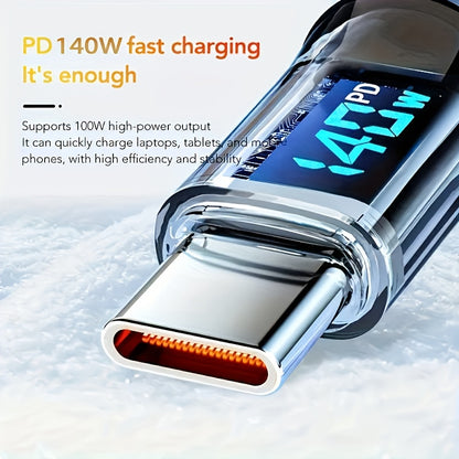 Fast charging cable 140W, 6A, LED display