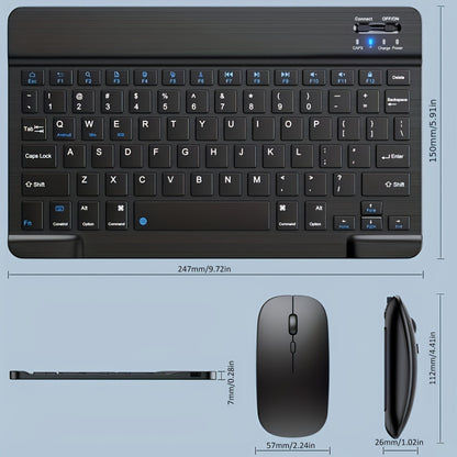 Wireless keyboard and mouse set for tablets, rechargeable