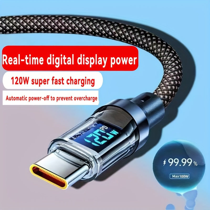 Fast charging cable 140W, 6A, LED display