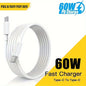 Fast charging cable 60W 3A 100cm, USB-Type-C