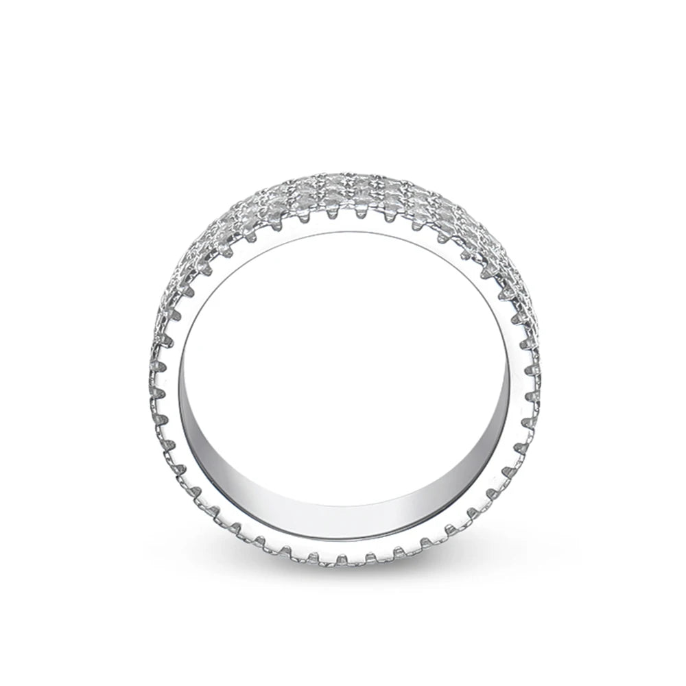 Full Moissanite Eternity Band -sormus, 925 hopea, 18k valkokultapinnoite