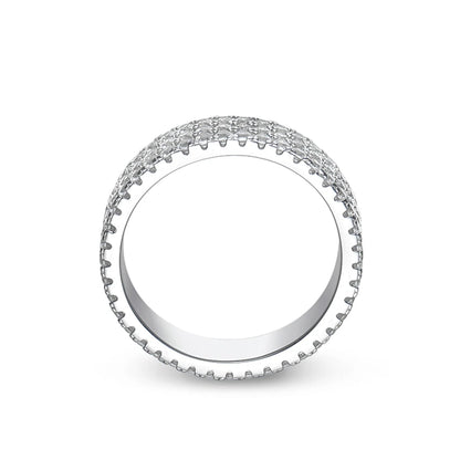 Full Moissanite Eternity Band -sormus, 925 hopea, 18k valkokultapinnoite