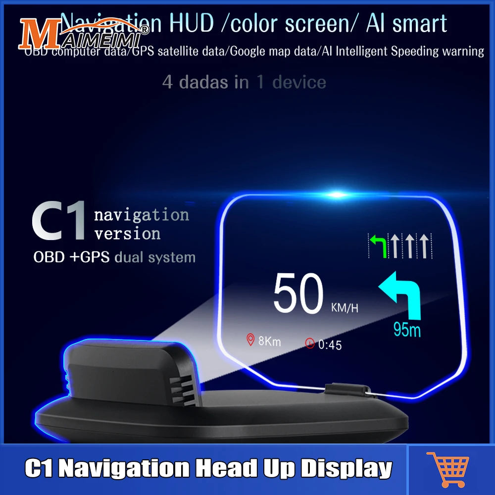 C1 HUD Head-Up Display - OBD2 GPS Navigointi Tuulilasiprojektori Autoon