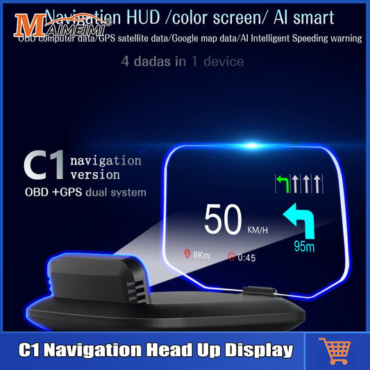 C1 HUD Head-Up Display - OBD2 GPS Navigointi Tuulilasiprojektori Autoon
