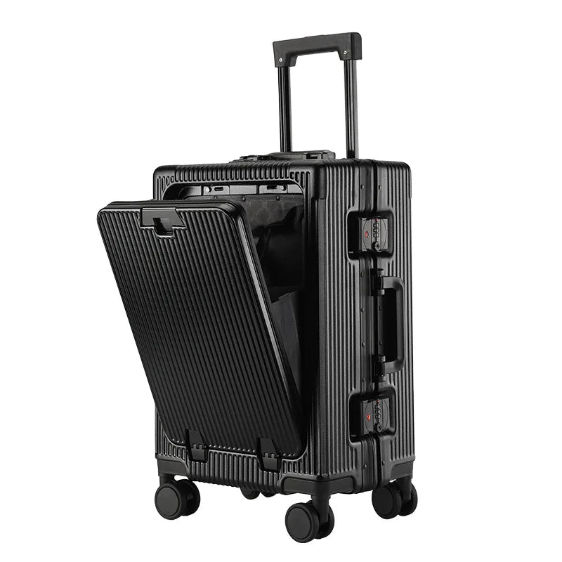 Advanced aluminum-framed suitcase