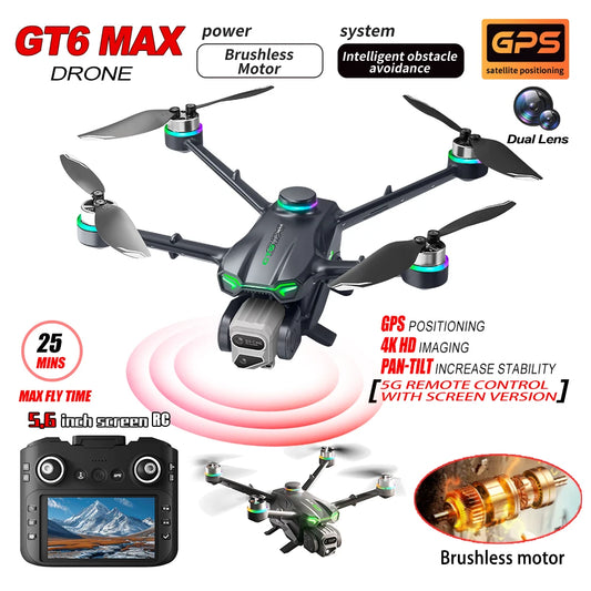 GT6 Max Drone 2025 – 8K Kamera, 5G GPS, 2KM Kantama, Harjaton Moottori – Ammattilaisdroni