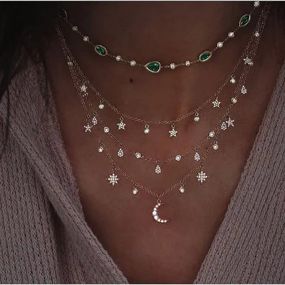 Kullattu kristallitähti riipus kaulakoru naisille, saatavana paljon eri variaatioita