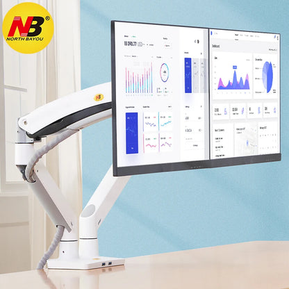 NB F195A Alumiini Kaksoisnäyttöteline - Kaasujousitettu 22-32" Monitorikiinnike