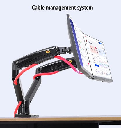 NB F195A Alumiini Kaksoisnäyttöteline - Kaasujousitettu 22-32" Monitorikiinnike