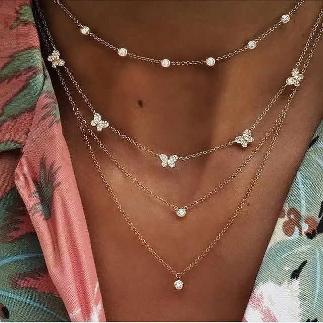 Kullattu kristallitähti riipus kaulakoru naisille, saatavana paljon eri variaatioita