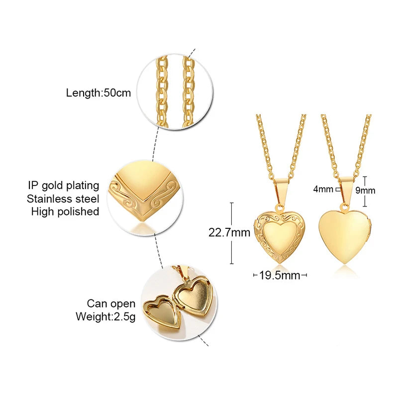 VNOX Heart Locket Necklace with Picture and Name for Women