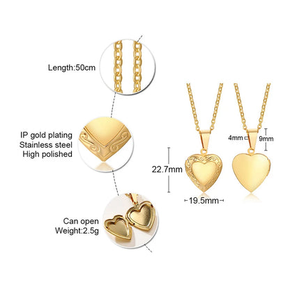 VNOX Heart Locket Necklace with Picture and Name for Women