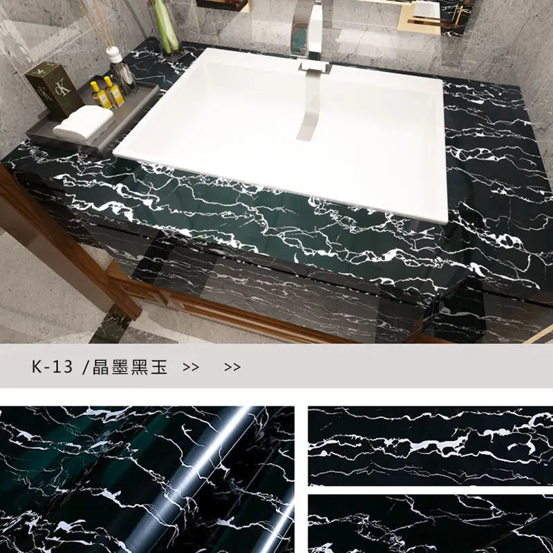 Matt Jade Green marble pattern self-adhesive wallpaper, available in many different variations