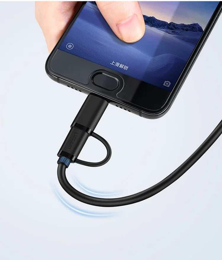 UEREEN Micro USB-C Latauskaapeli – Pikalataus Android-laitteille – Lyhyt 25 cm