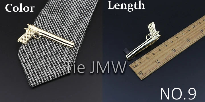 Men's tie clip, gun theme