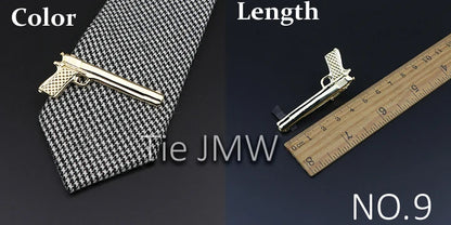 Men's tie clip, gun theme