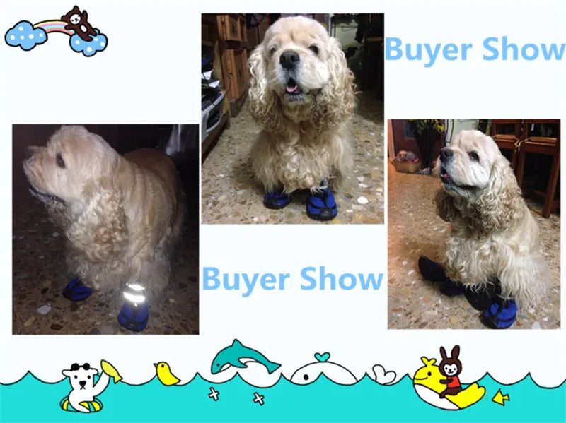Waterproof dog shoes, four-season boots with reflectors, all sizes