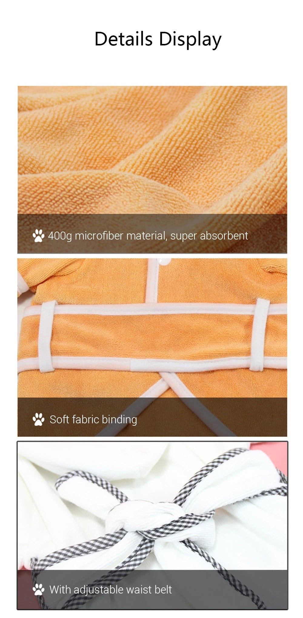 Dog bathrobe, highly absorbent and quick-drying, for small and large dogs