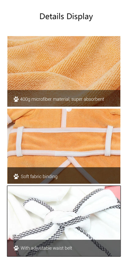 Dog bathrobe, highly absorbent and quick-drying, for small and large dogs