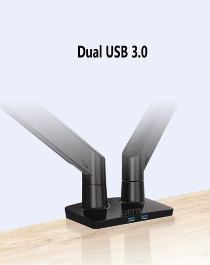 NB F195A Alumiini Kaksoisnäyttöteline - Kaasujousitettu 22-32" Monitorikiinnike