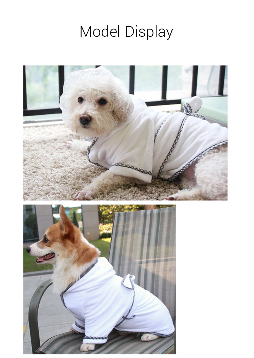 Dog bathrobe, highly absorbent and quick-drying, for small and large dogs