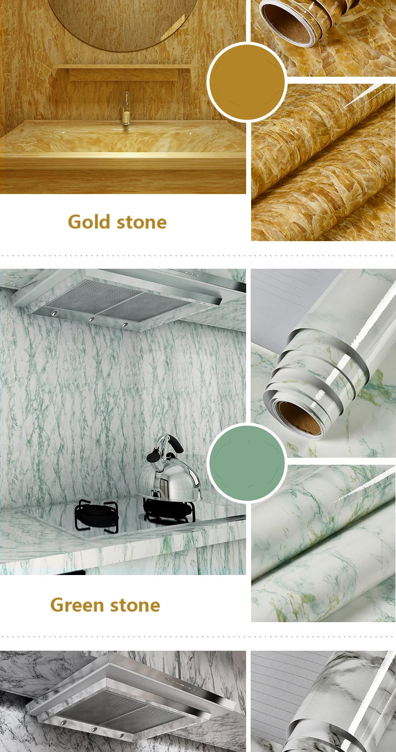 Matt Jade Green marble pattern self-adhesive wallpaper, available in many different variations