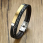 VNOX Genuine Leather Double Bracelet for Men