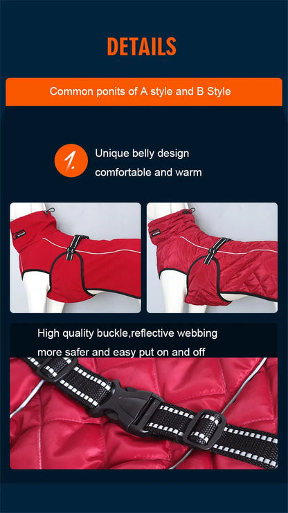 Dog winter coat for large dogs, all sizes