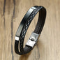 VNOX Genuine Leather Double Bracelet for Men