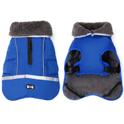 Warm winter dog coat with reflectors, for medium and large dogs