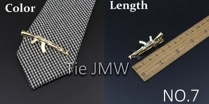 Men's tie clip, gun theme