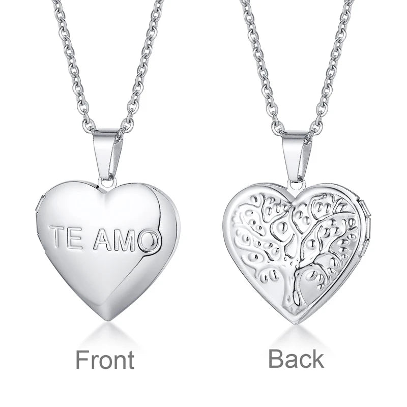 VNOX Heart Locket Necklace with Picture and Name for Women
