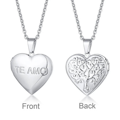 VNOX Heart Locket Necklace with Picture and Name for Women