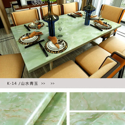 Matt Jade Green marble pattern self-adhesive wallpaper, available in many different variations
