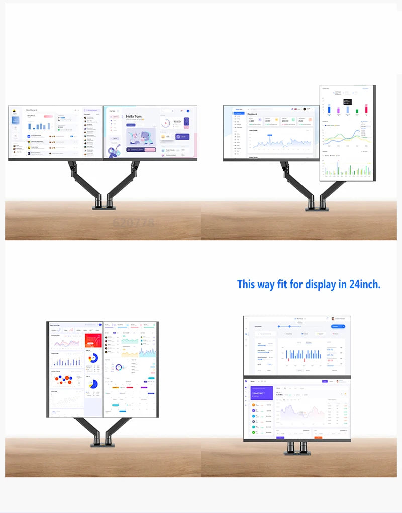 NB F195A Alumiini Kaksoisnäyttöteline - Kaasujousitettu 22-32" Monitorikiinnike