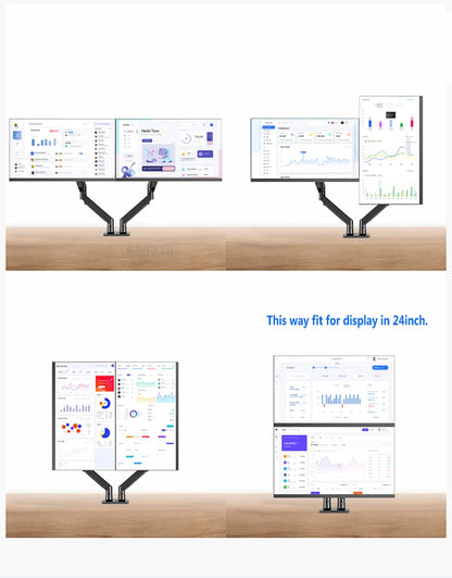 NB F195A Alumiini Kaksoisnäyttöteline - Kaasujousitettu 22-32" Monitorikiinnike