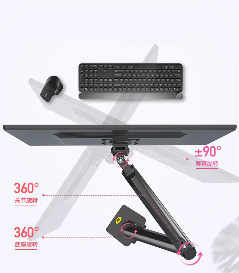 NB F195A Alumiini Kaksoisnäyttöteline - Kaasujousitettu 22-32" Monitorikiinnike