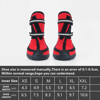 Waterproof dog shoes, four-season boots with reflectors, all sizes