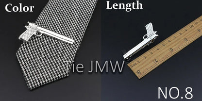 Men's tie clip, gun theme