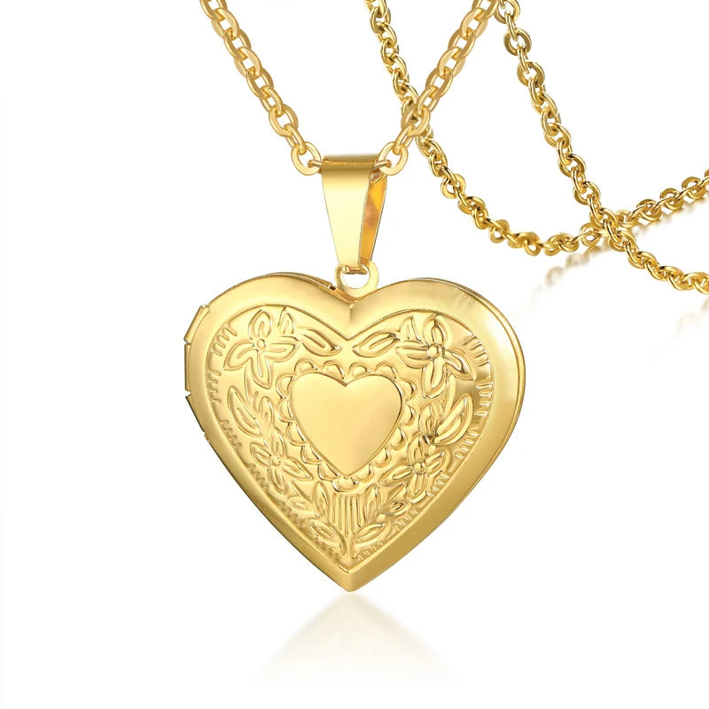 VNOX Heart Locket Necklace with Picture and Name for Women
