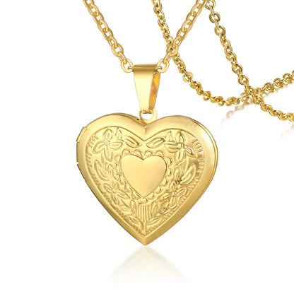 VNOX Heart Locket Necklace with Picture and Name for Women