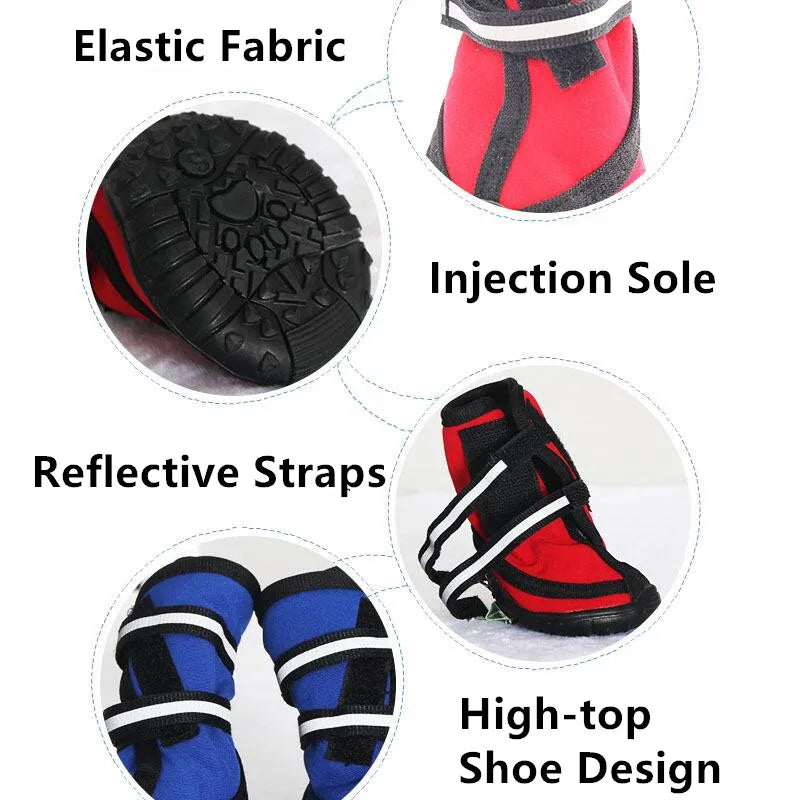 Waterproof dog shoes, four-season boots with reflectors, all sizes