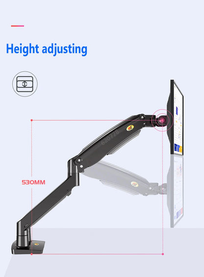 NB F195A Alumiini Kaksoisnäyttöteline - Kaasujousitettu 22-32" Monitorikiinnike
