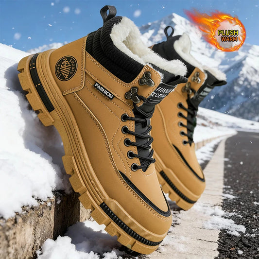 Miesten Korkeavartiset Talviurheilukengät - Fleece Paksupohjaiset Lumikengät 2025