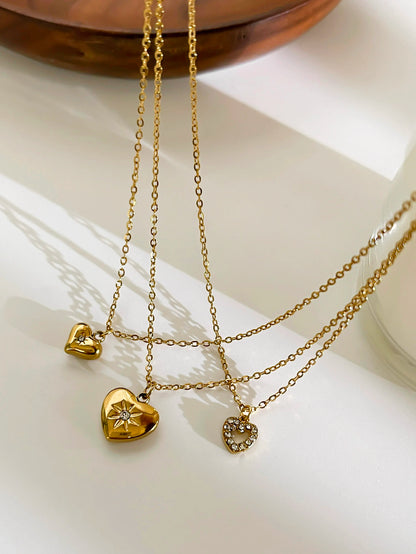 18K kullattu sydänriipus kaulakoru naisille, eri variaatioita