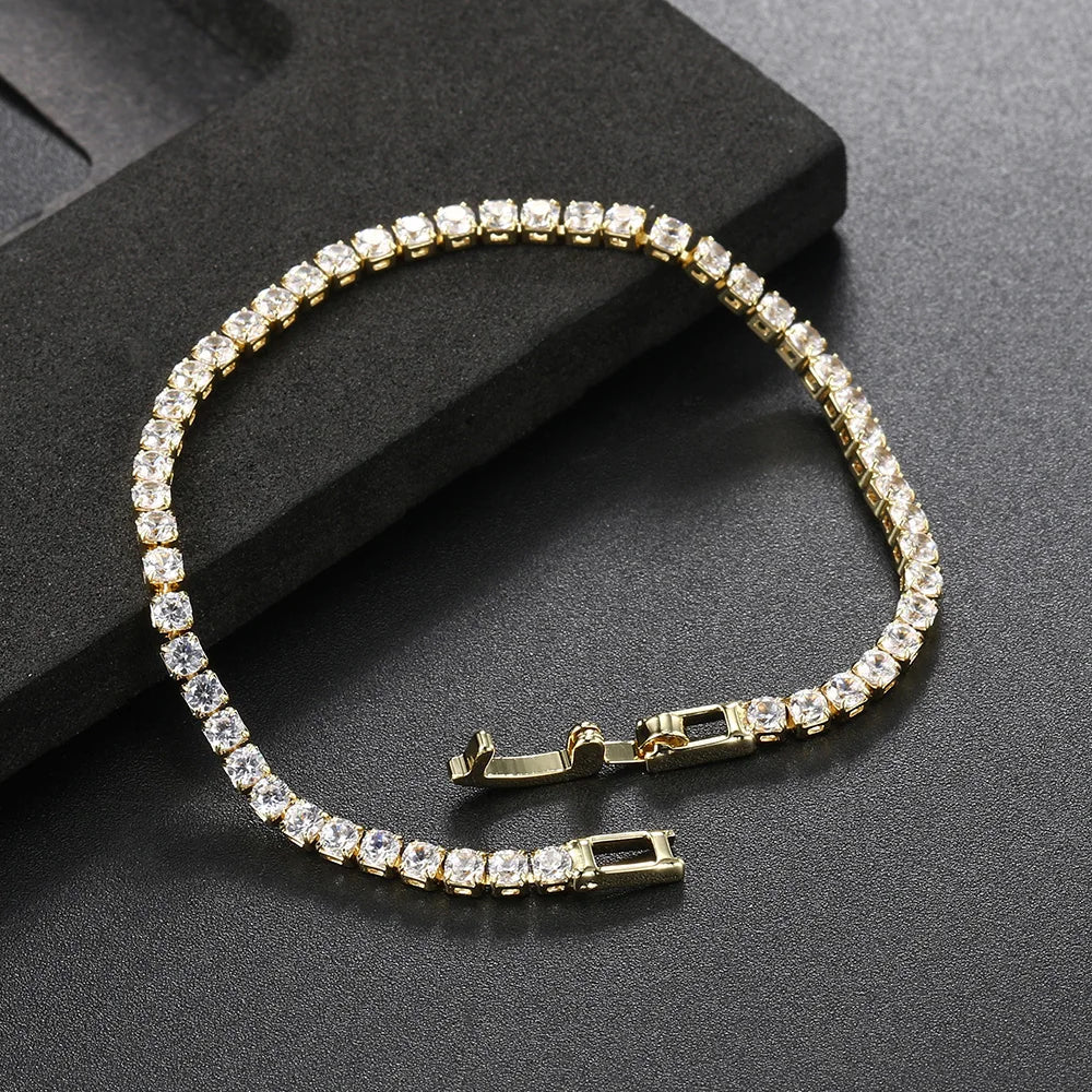 Tennis bracelet with zirconia stones, multi-colored sparkling design