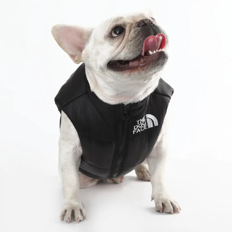 Warm winter dog vest with polo collar, for small, medium and large dogs