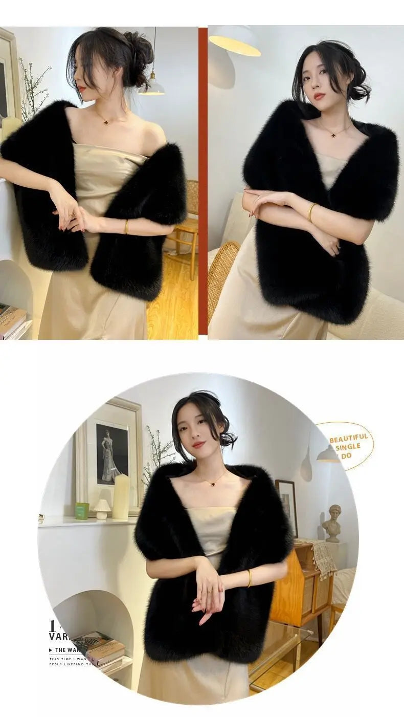 Faux fox fur scarf, faux fur for weddings and formal occasions